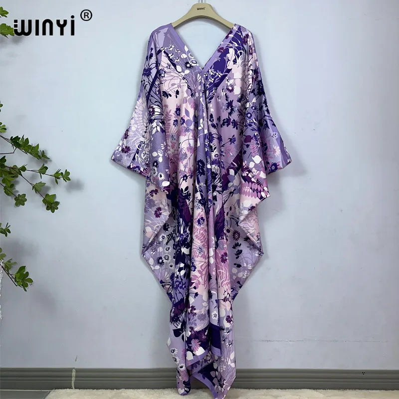 WINYI Africa Dress Fashion kaftan boho turkey dresses Bohemia Print abaya Women maxi kaftan summer Color african evening dress