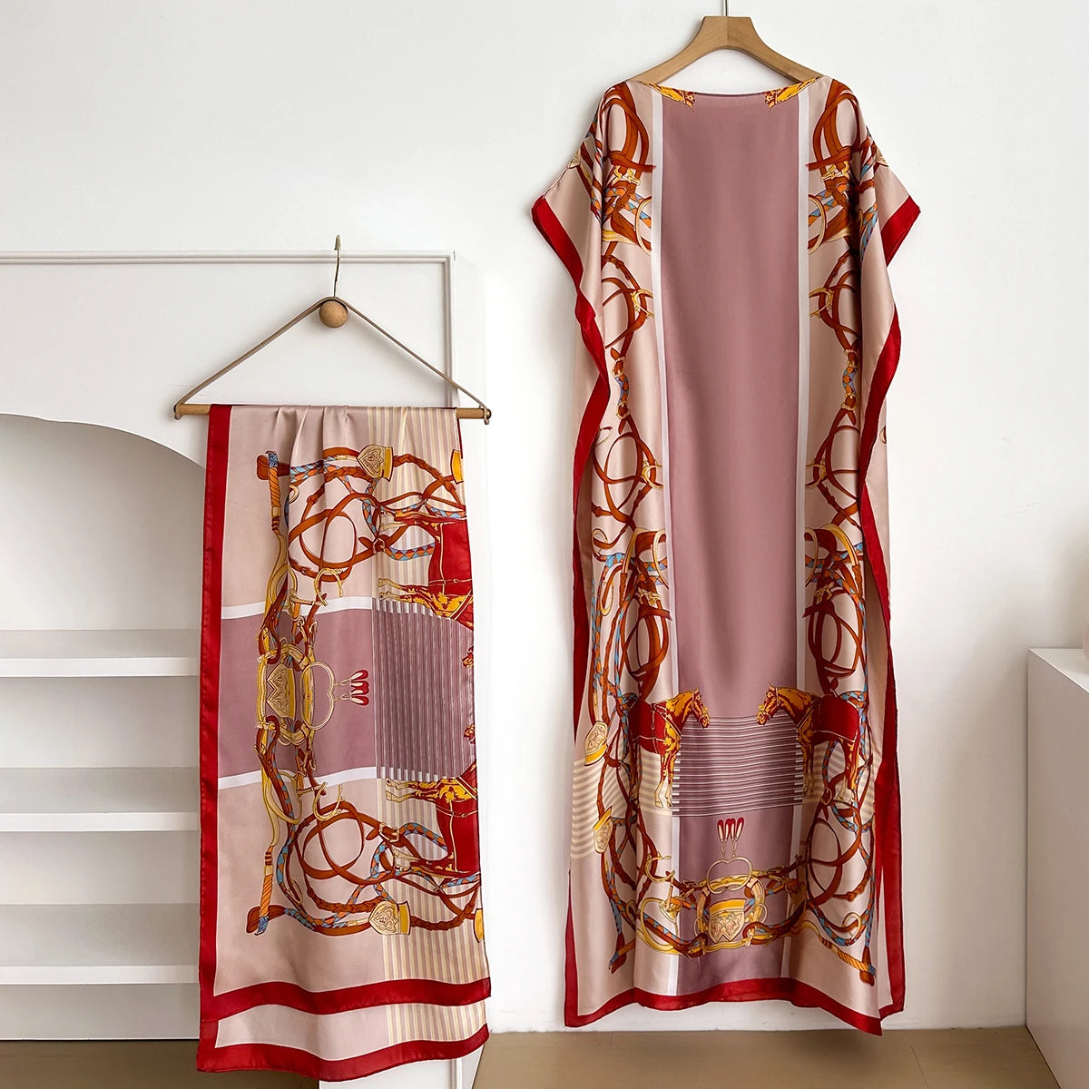 2025 Summer New Fashion African Dresses For Women Elegant Printed Silk Muslim Lady Long Hijab Kaftan Dress Oversize Kuwait Abaya