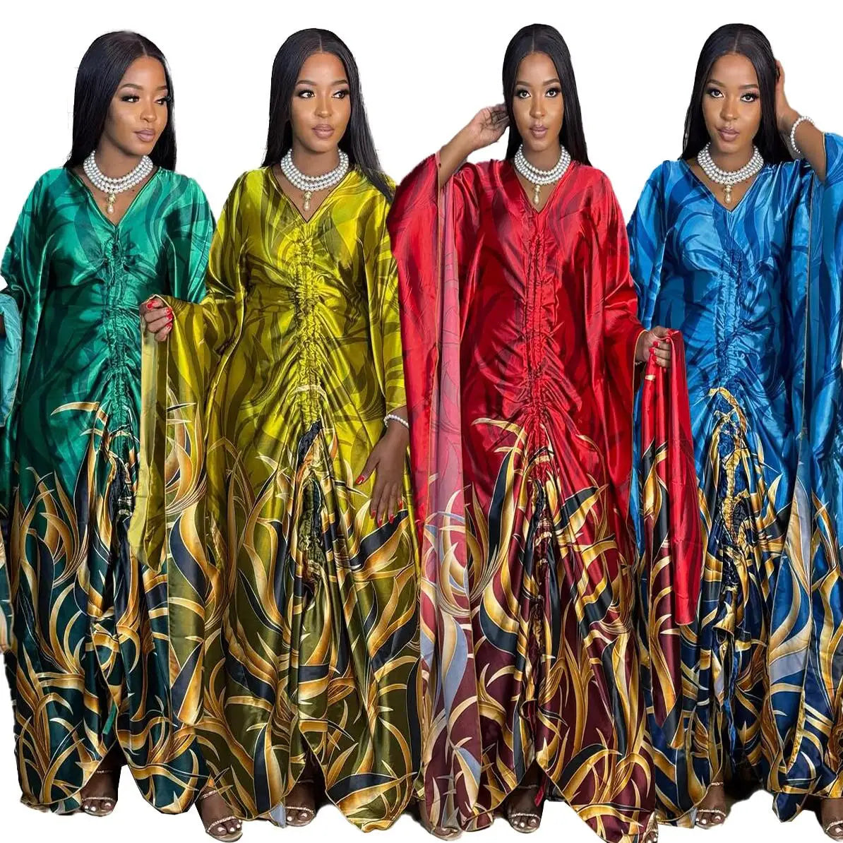 Fashion in 2025 african dress woman Printed fabric new in dresses Loose With a belt african dresses for woman