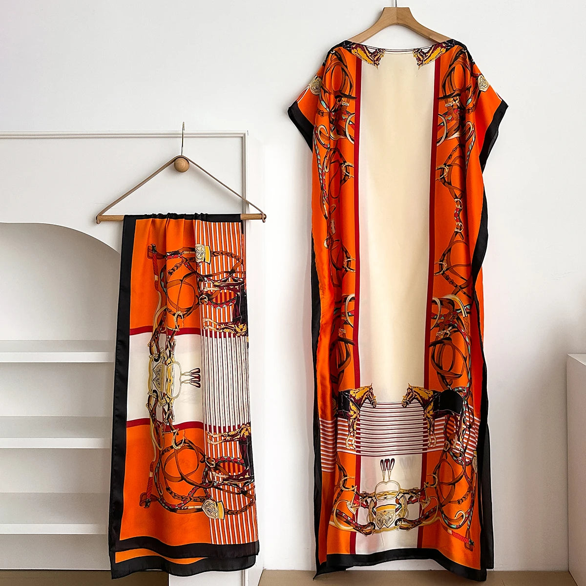 2025 Summer New Fashion African Dresses For Women Elegant Printed Silk Muslim Lady Long Hijab Kaftan Dress Oversize Kuwait Abaya