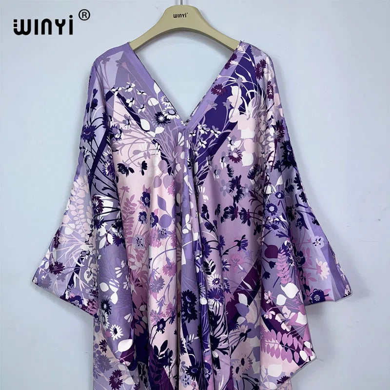 WINYI Africa Dress Fashion kaftan boho turkey dresses Bohemia Print abaya Women maxi kaftan summer Color african evening dress